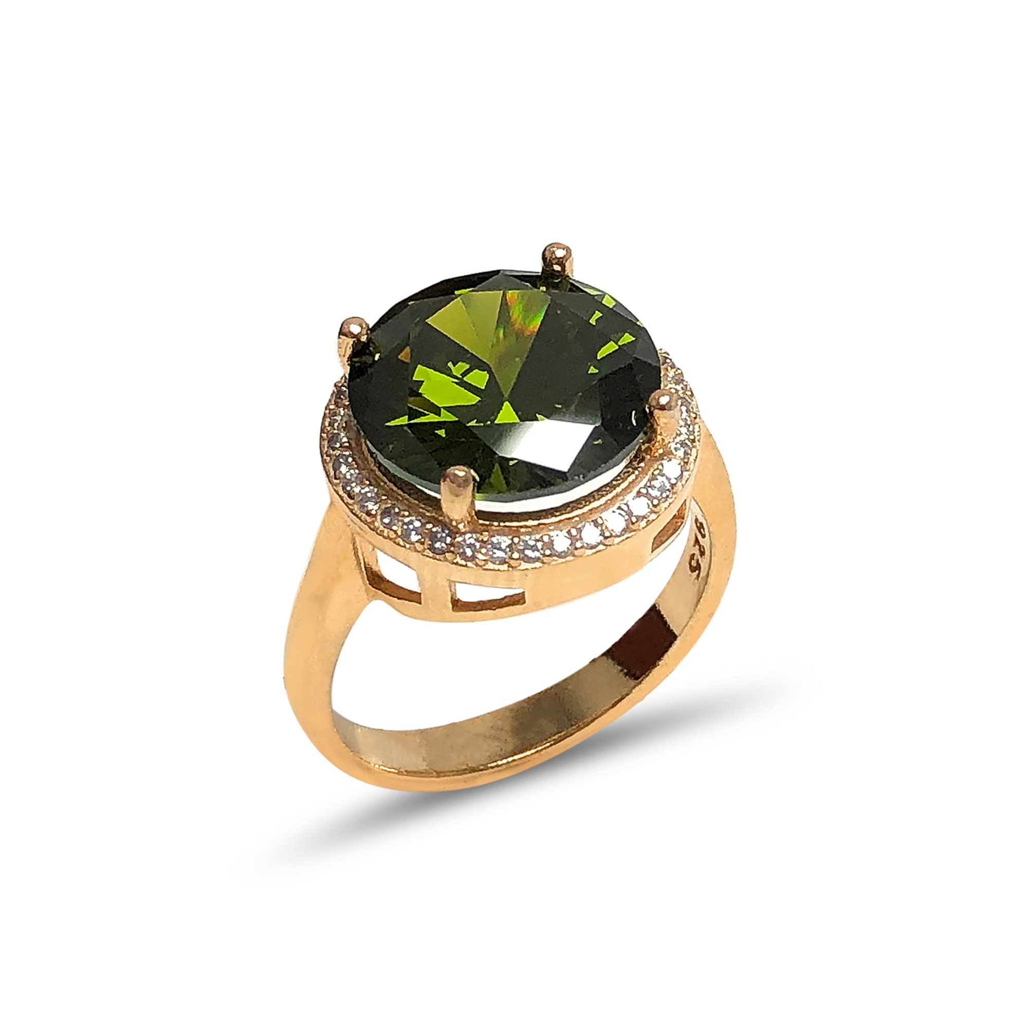 Peridot Taşlı Rose Kaplama Bayan Gümüş Yüzük