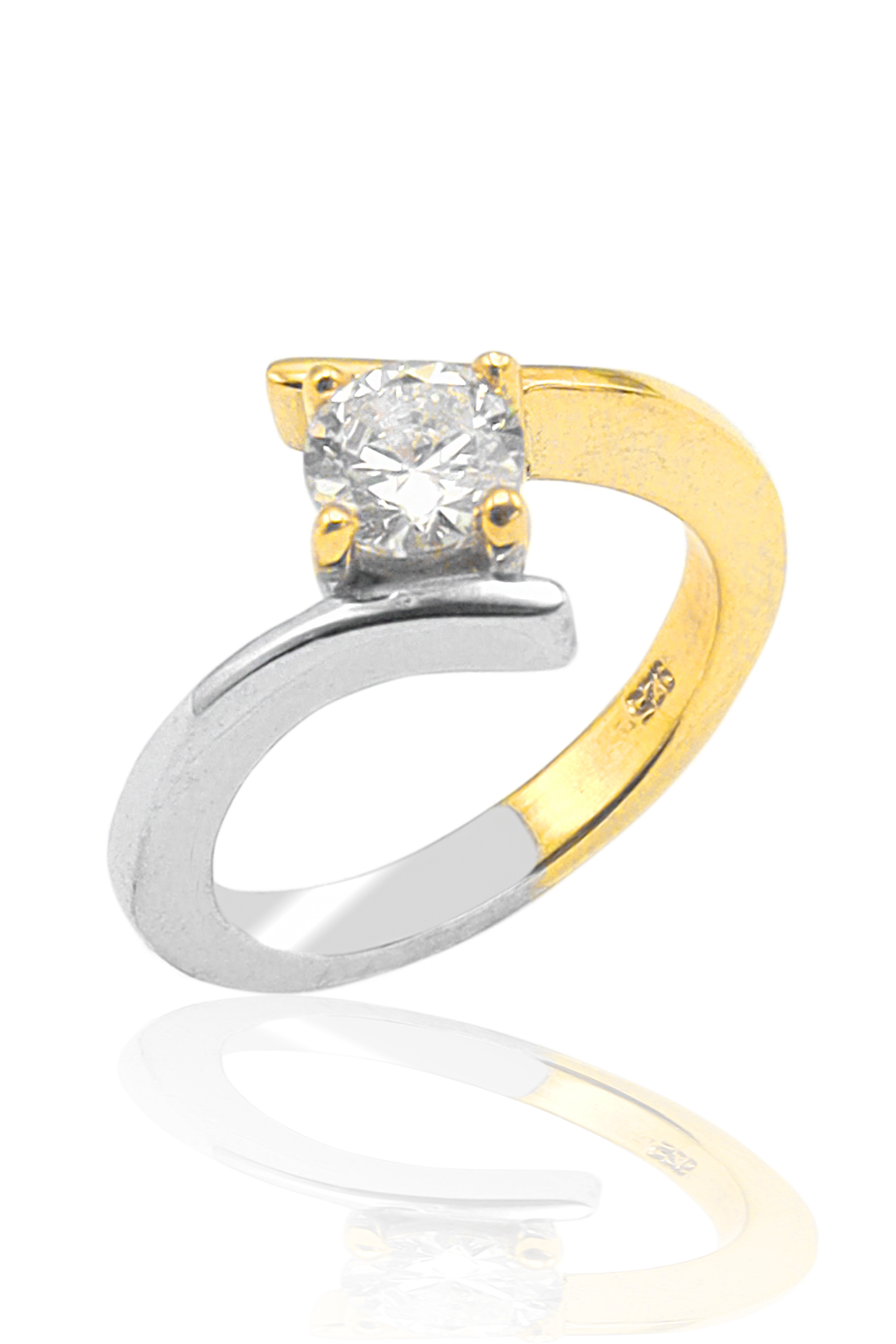 Kristal Kesim Gold Kaplama 925 Ayar Gümüş Tektaş Yüzük 201022855