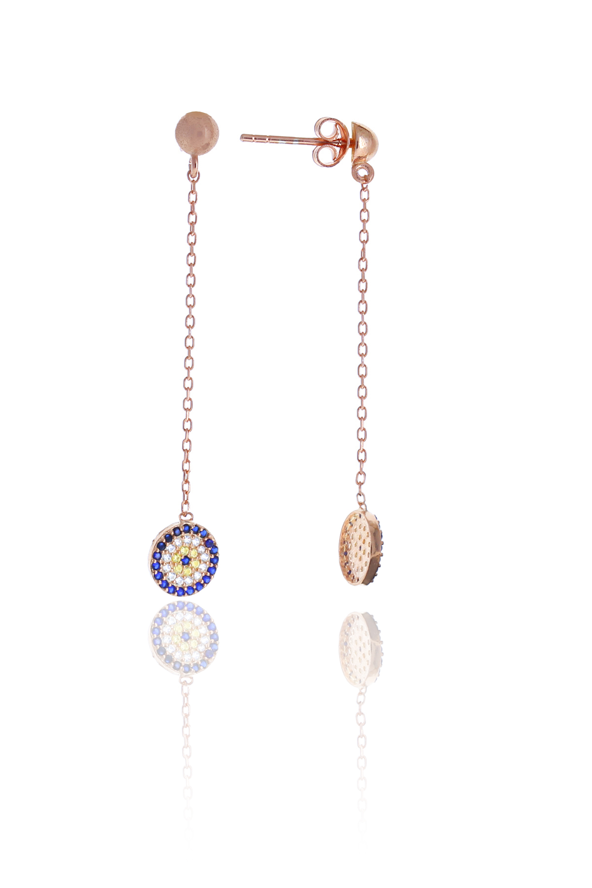 Nazar Boncuğu Tasarım Safir Zirkon Taşlı Roslu Kadın Küpe (S) 201025056