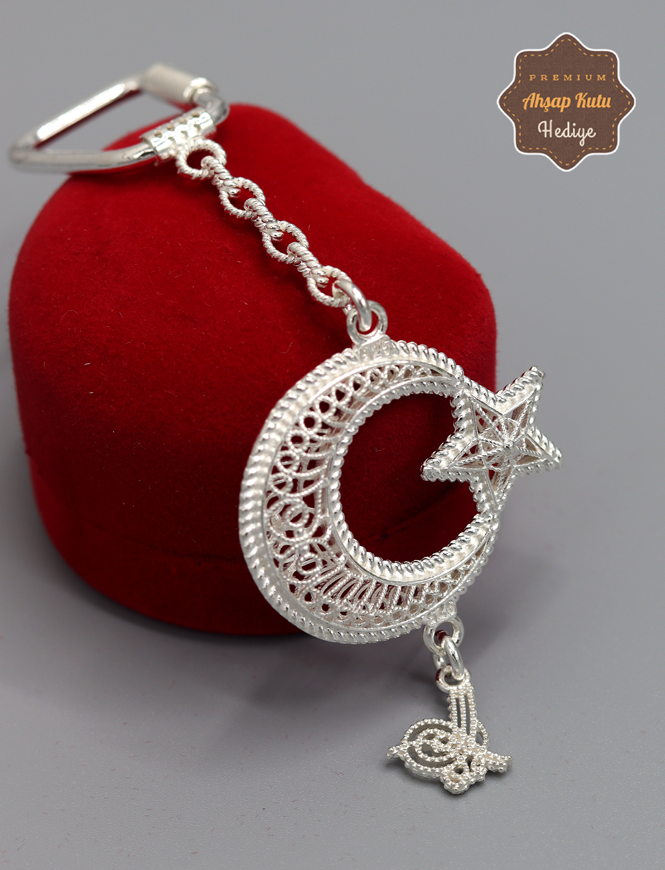 Ayyıldız Tuğralı Model 925 Ayar Gümüş Telkari Anahtarlık 201025144