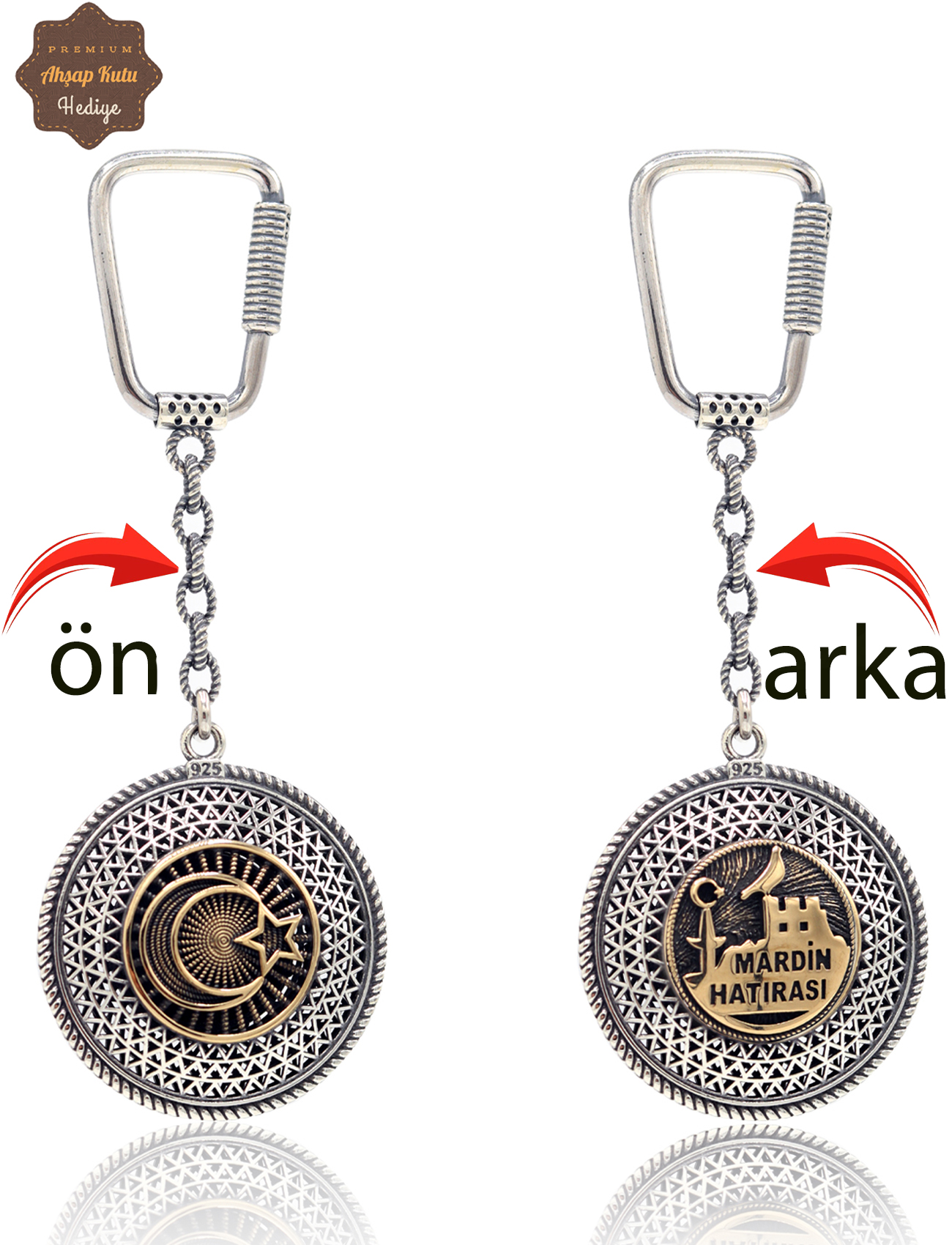 Ayyıldız ve Mardin Hatırası Çift Taraflı Oksitli Gümüş Telkari Anahtarlık 201025170