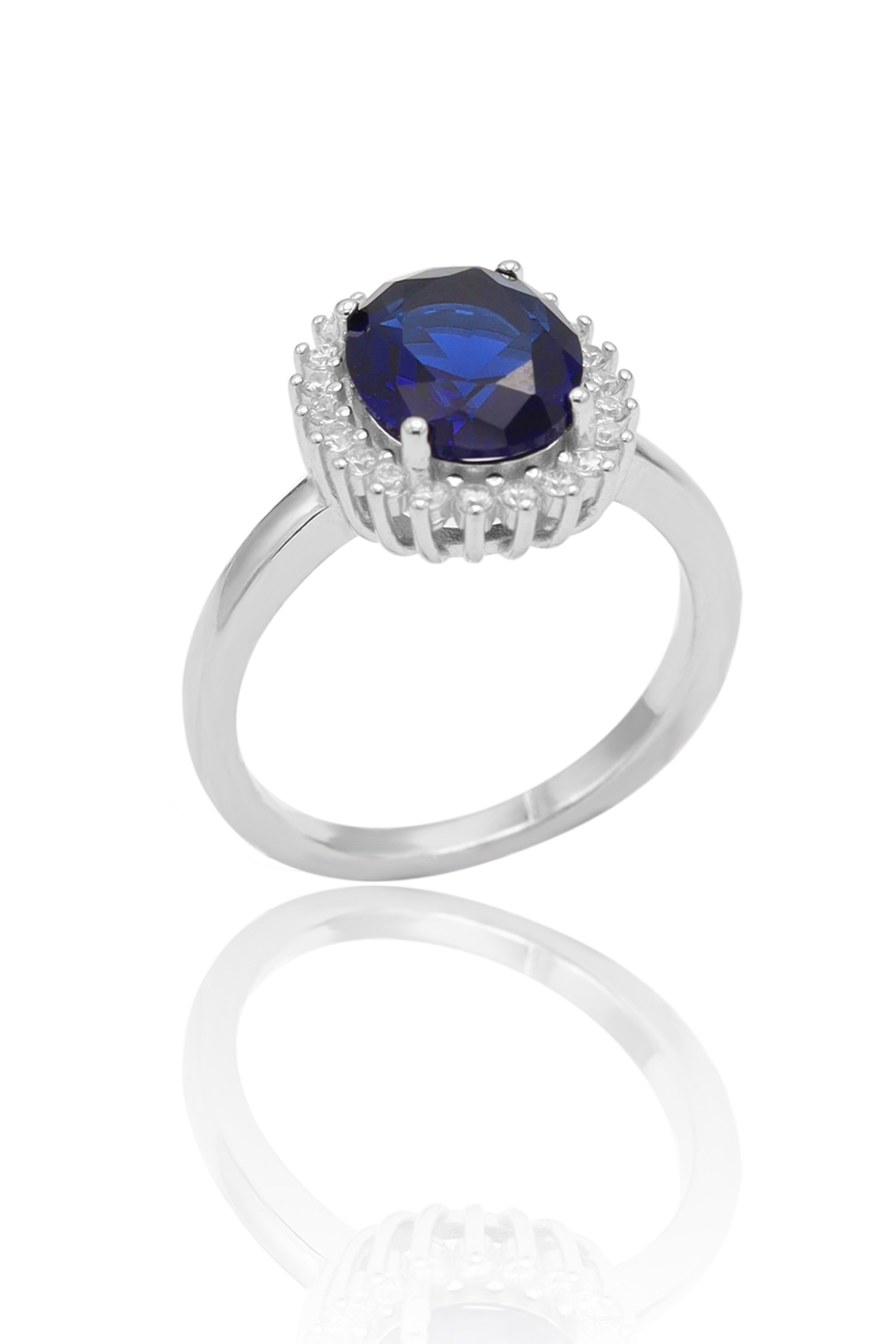 Safir Taşlı Elips Model Kadın Gümüş Yüzük 201020707