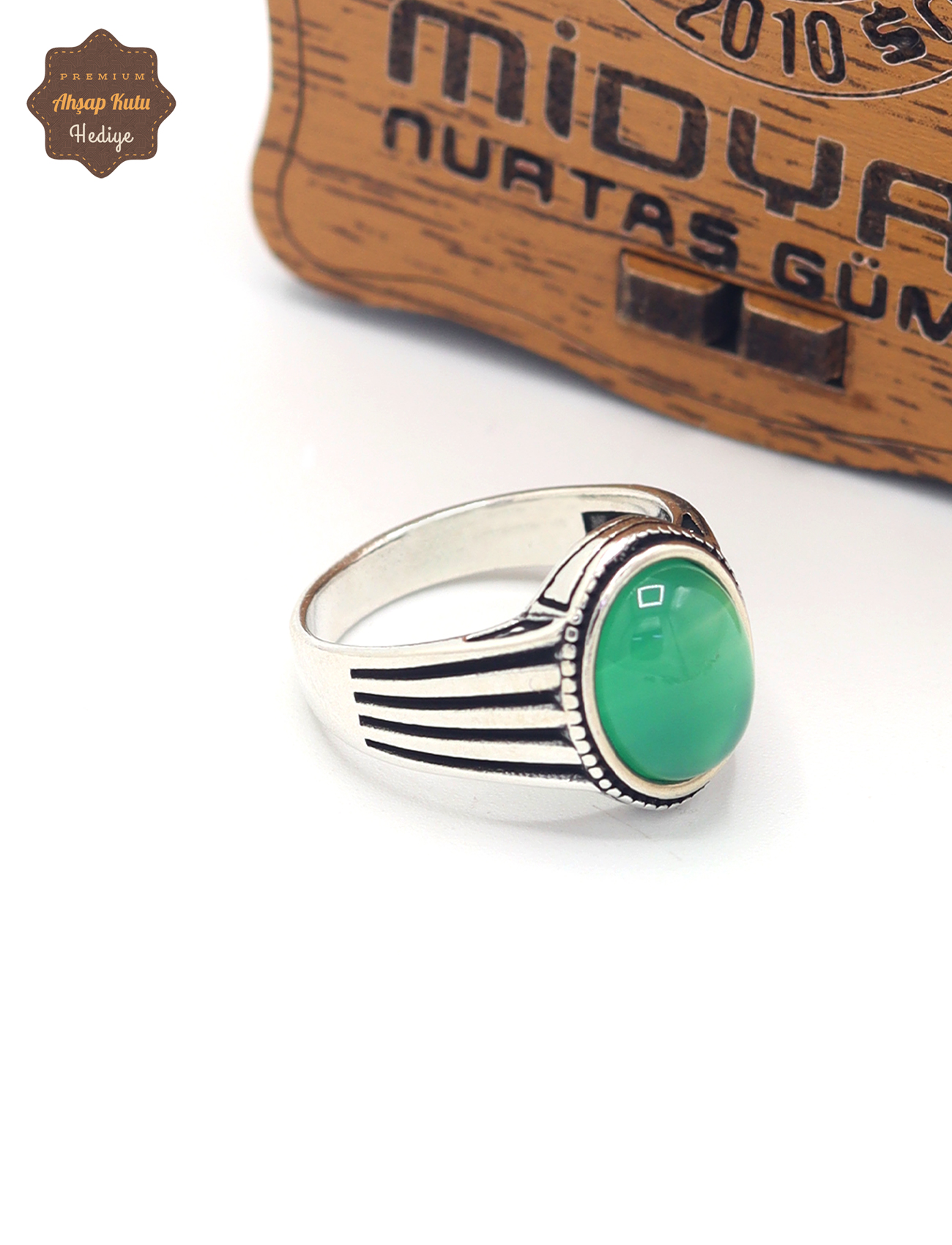Zümrüt Taşlı Oval Tasarım 925 Ayar Gümüş Çocuk Yüzüğü 201025332