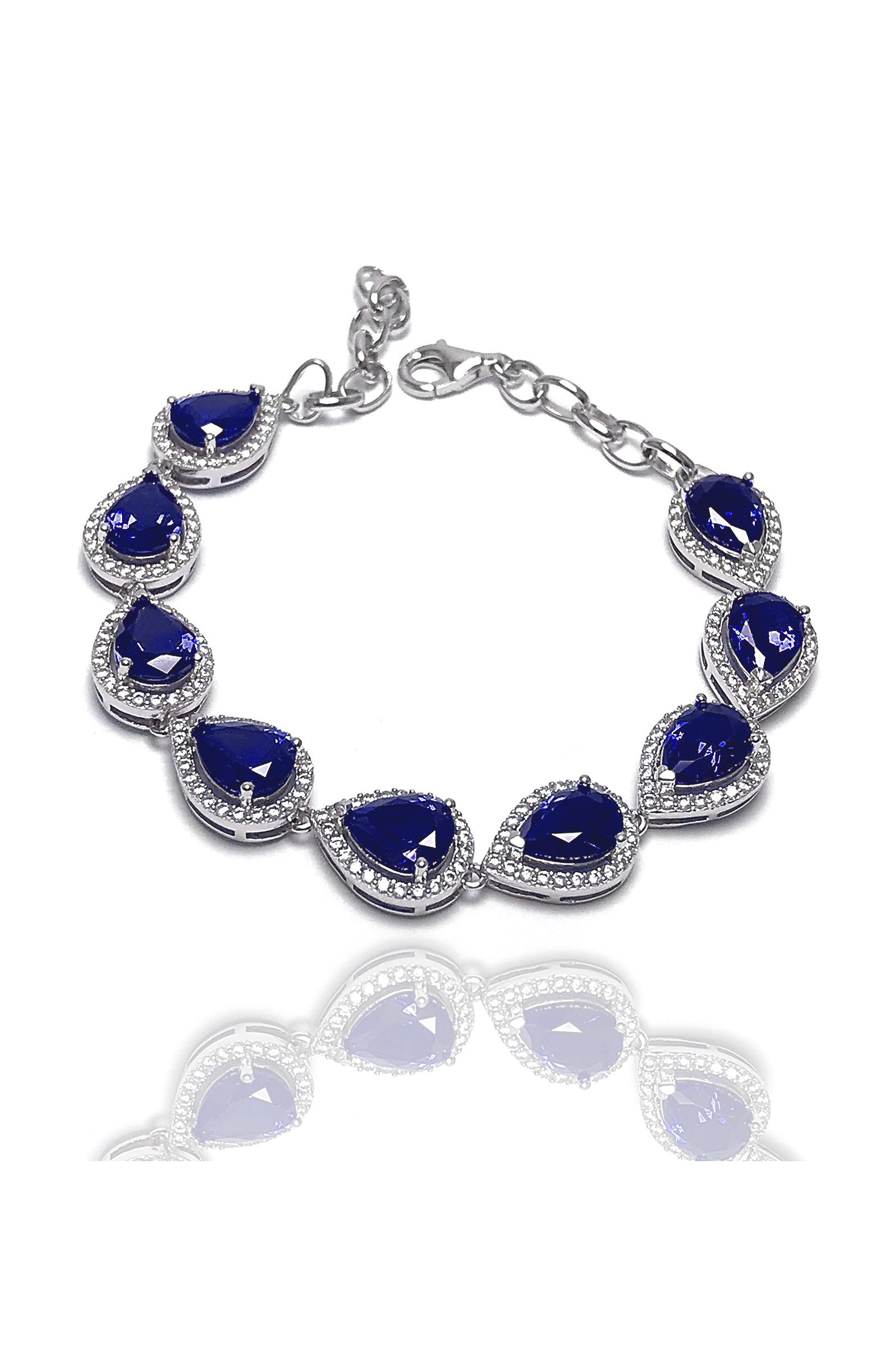 Safir ve Zirkon Taşlı Damla Model Gümüş Bayan Bileklik 201023805