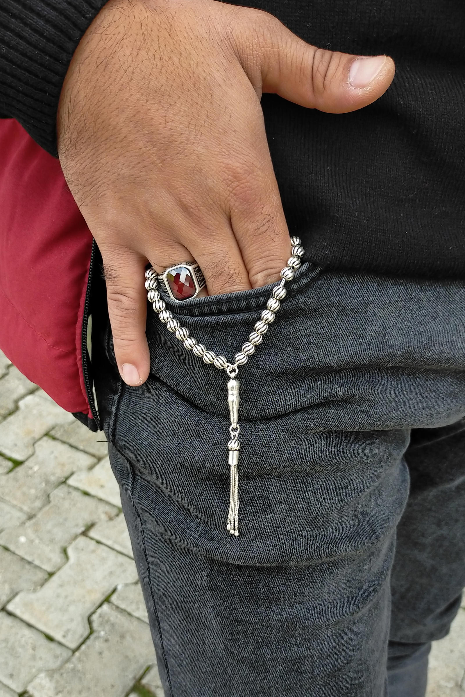 Karpuz Model Oksitli 925 Ayar Gümüş Tesbih