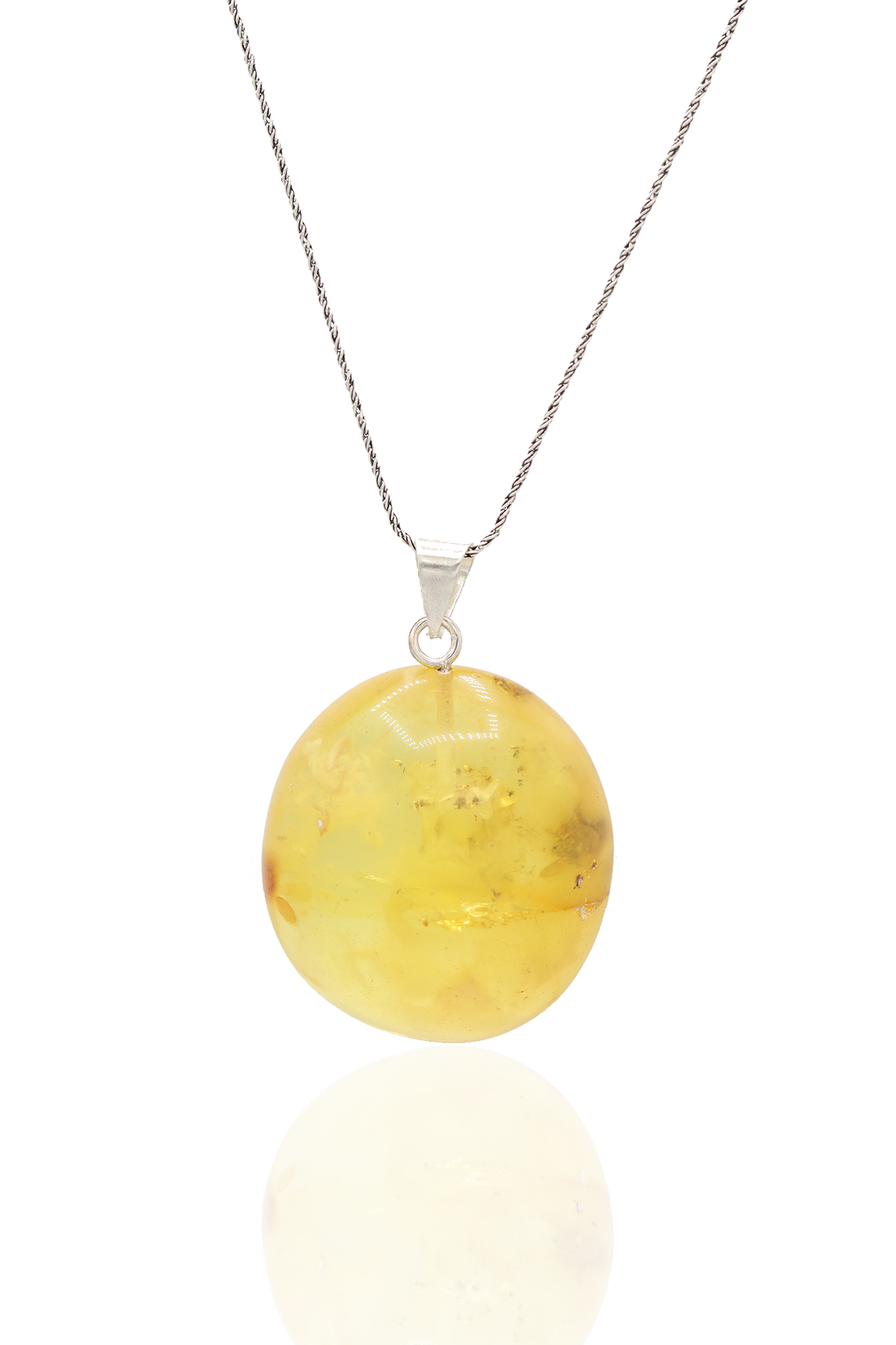 Orijinal Damla Kehribar 925 Ayar Gümüş Zincirli Kolye 201022032