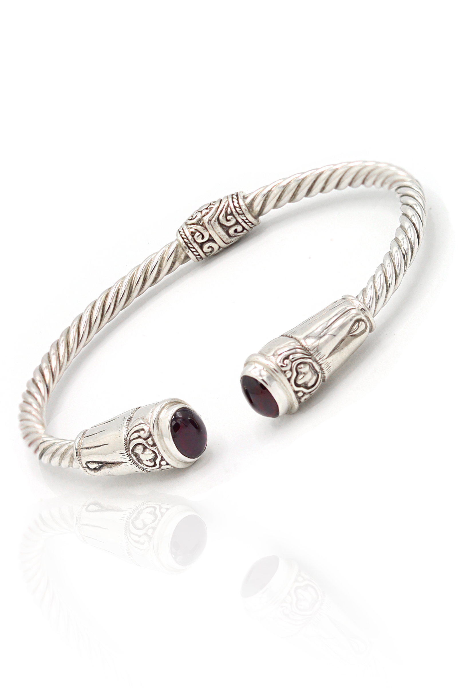 Lal-Garnet Taşlı El işi 925 Ayar Kadın Gümüş Bilezik 201022583