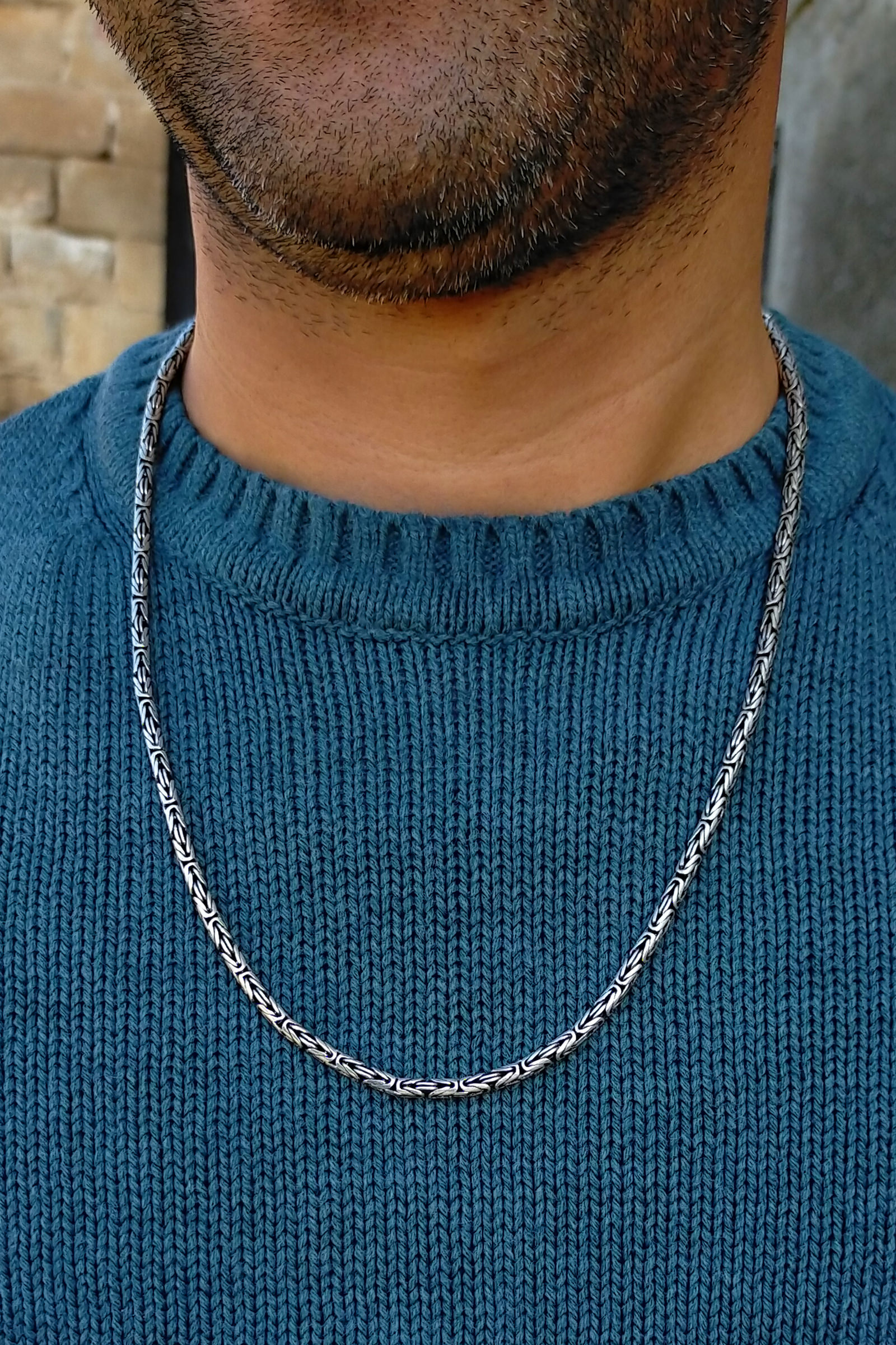 Kolye ve Bileklik Kombini 925 Ayar Kral Gümüş Zincir