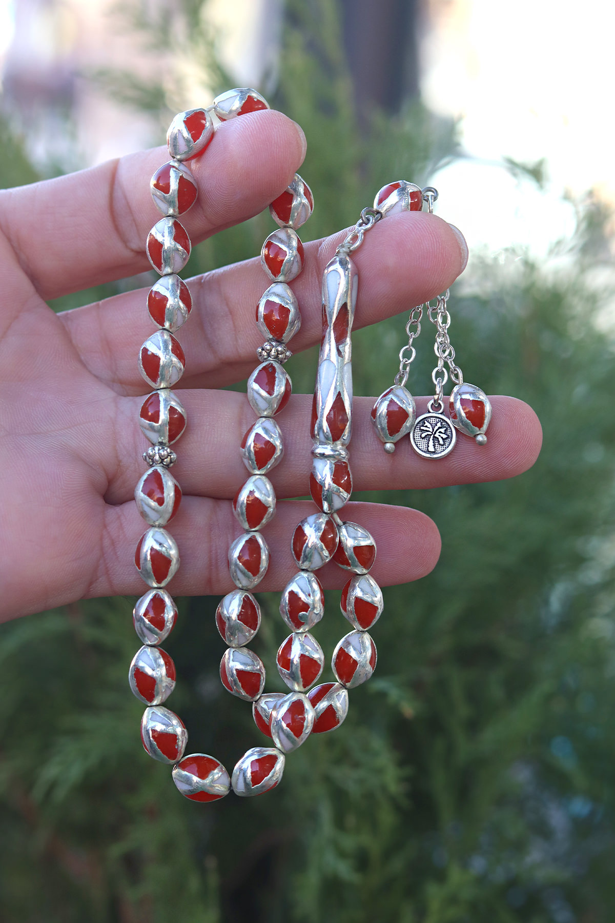 Akik Taşlı Kafesli Orijinal Ateş Kehribar Tesbih 201023395