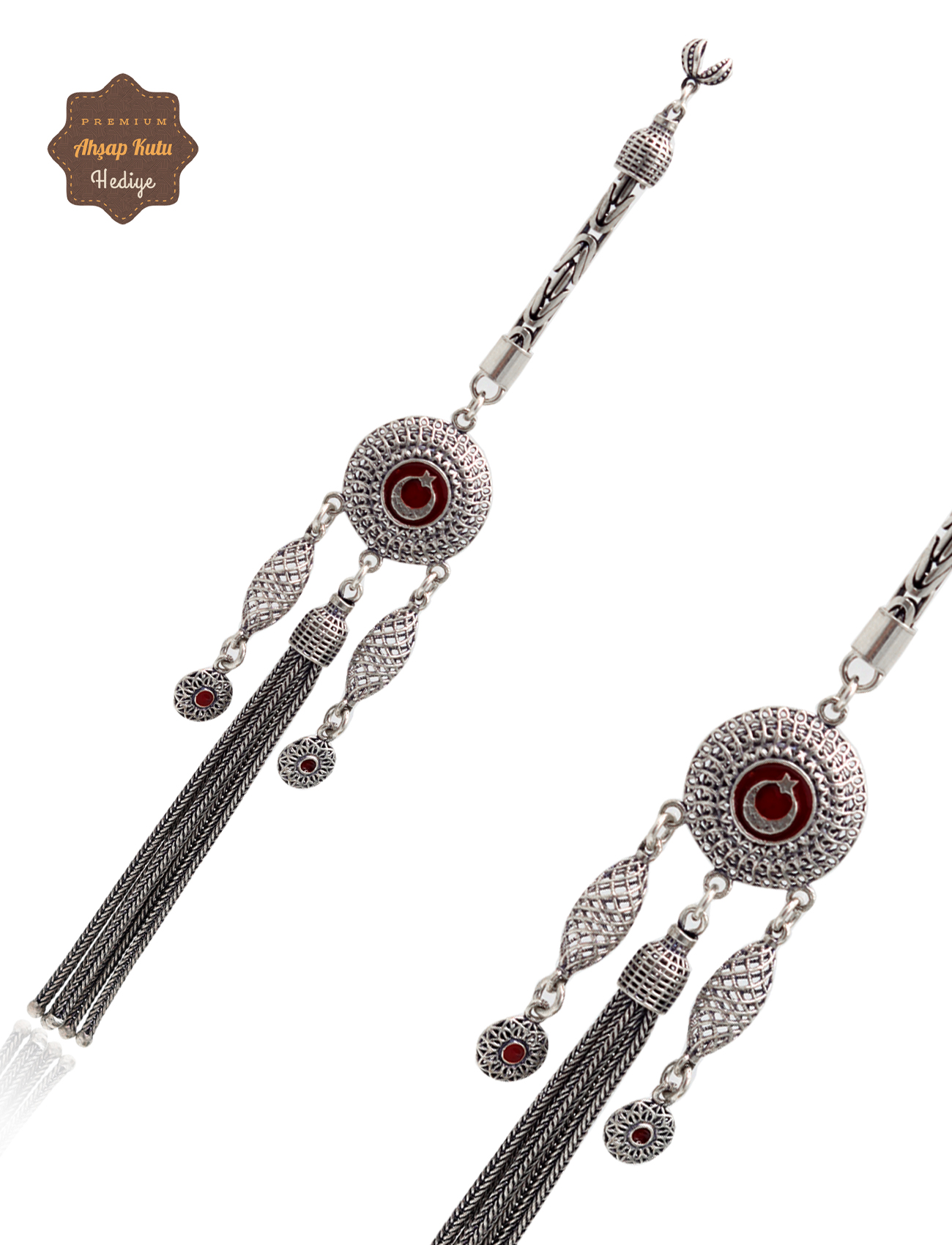 Ay yıldız Süpürge Model 925 Ayar Gümüş Tesbih Püsükülü 201024969