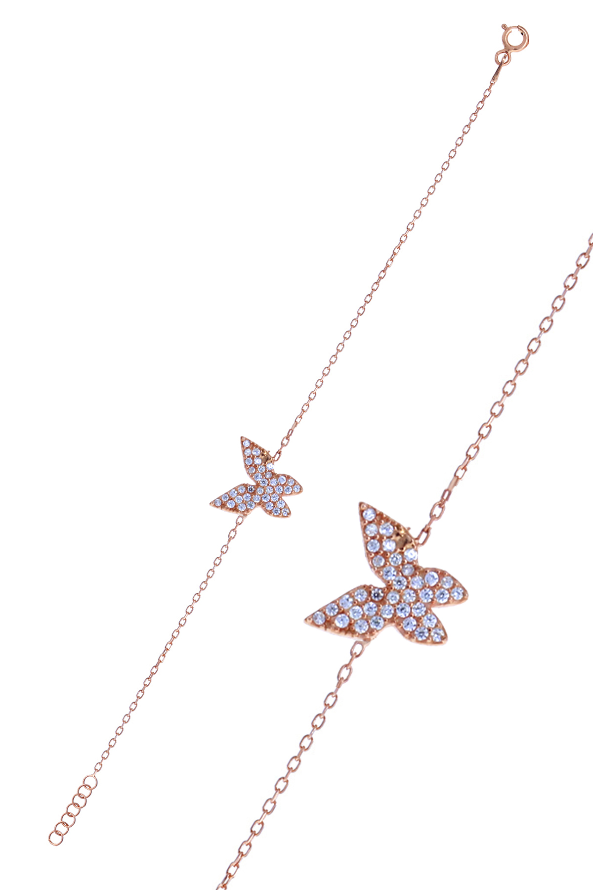 Kelebek Model Rose Kaplama Zirkon Taşlı Gümüş Bileklik 201024983
