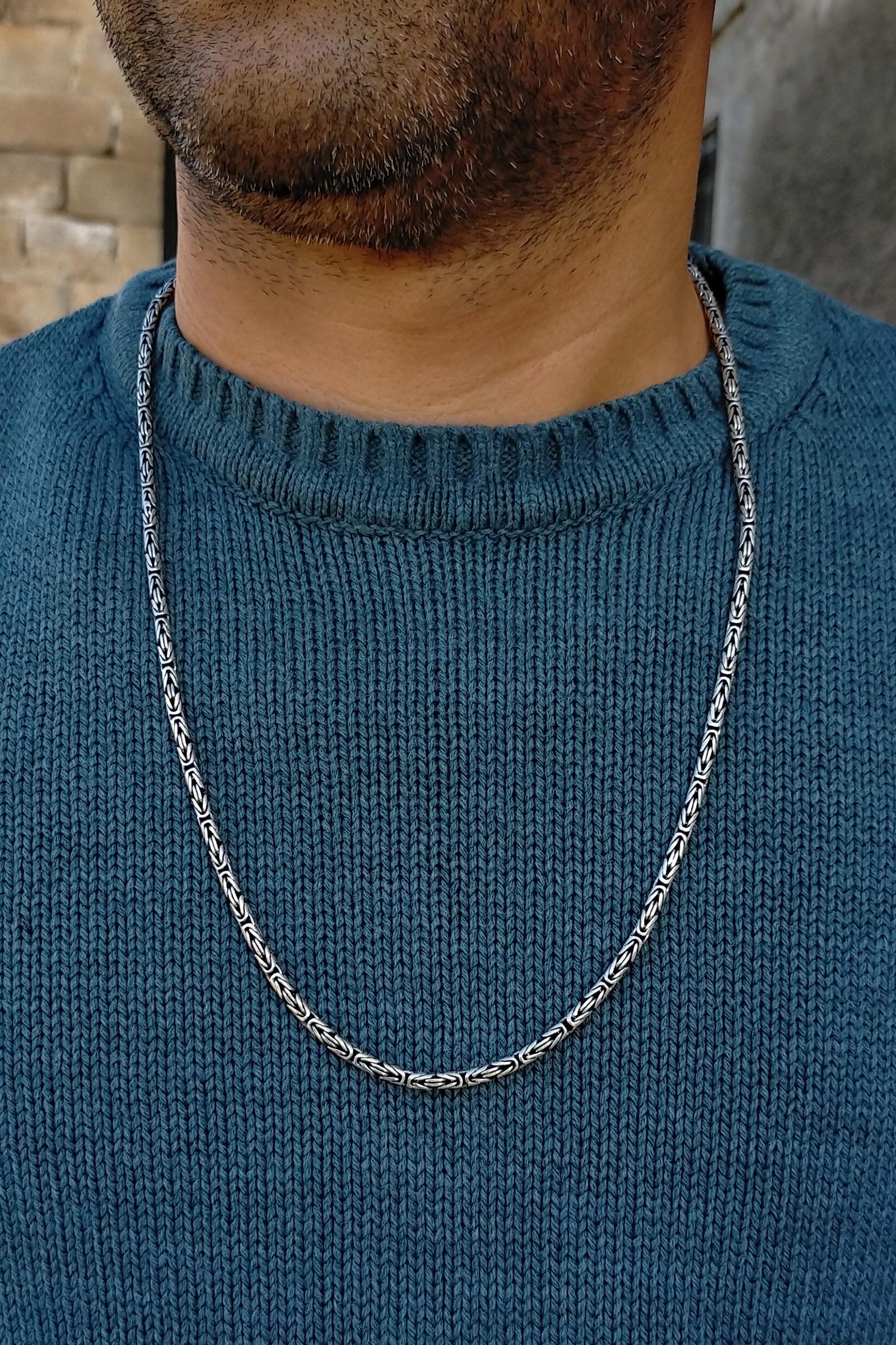 Kolye ve Bileklik Kombini 925 Ayar Kral Gümüş Zincir
