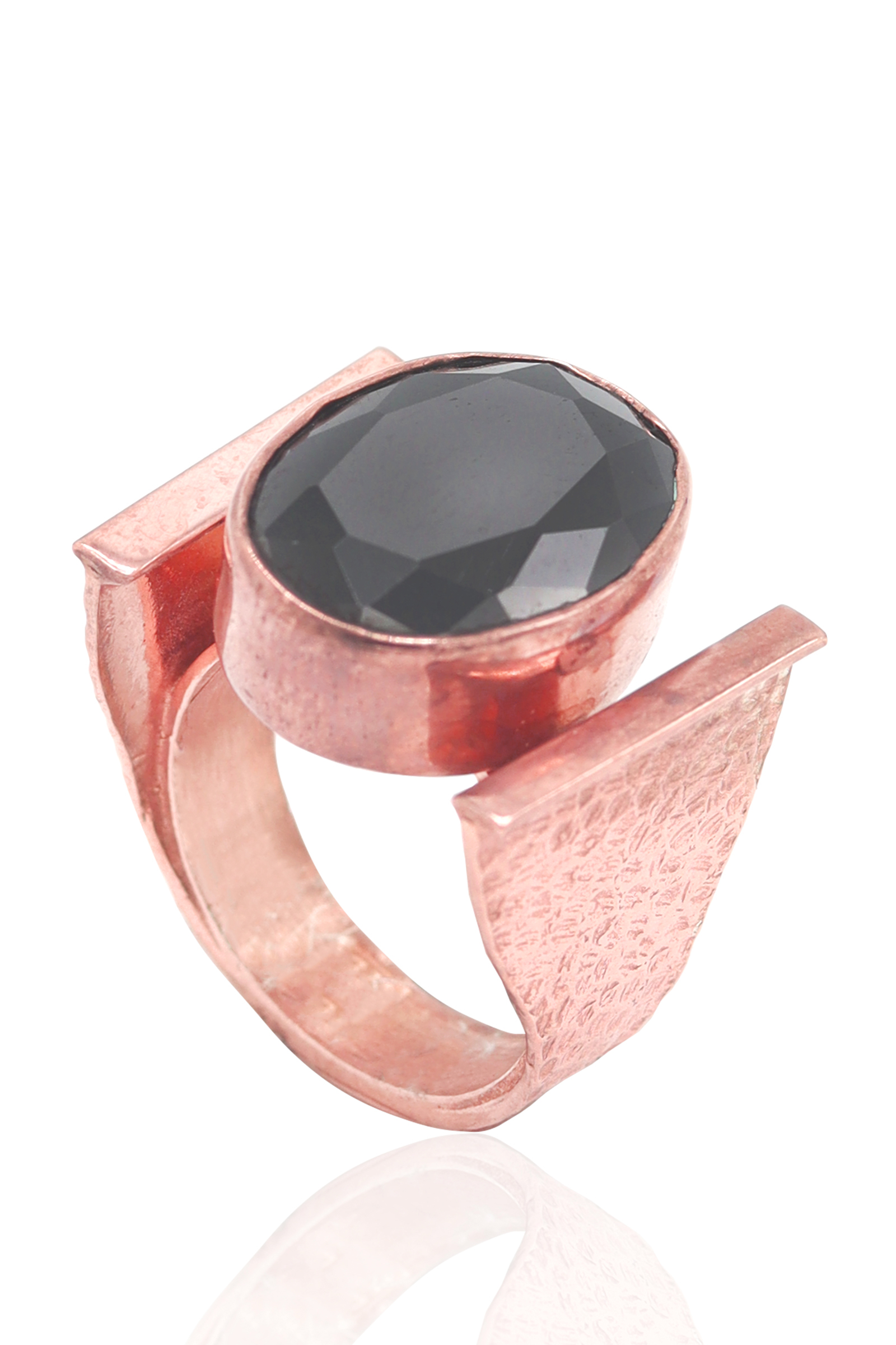 Siyah Zirkon Taşlı Rose El işi Otantik Gümüş Yüzük 201022434