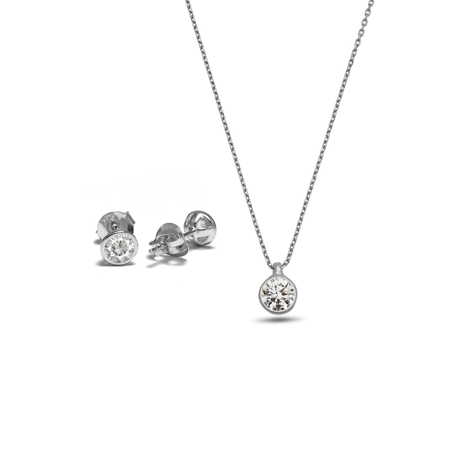 Tektaş Zirconia Gümüş İkili Set