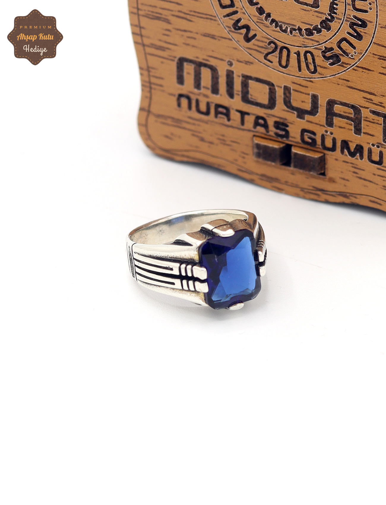 Safir Taşlı Kare Model 925 Ayar Gümüş Çocuk Yüzüğü 201025317