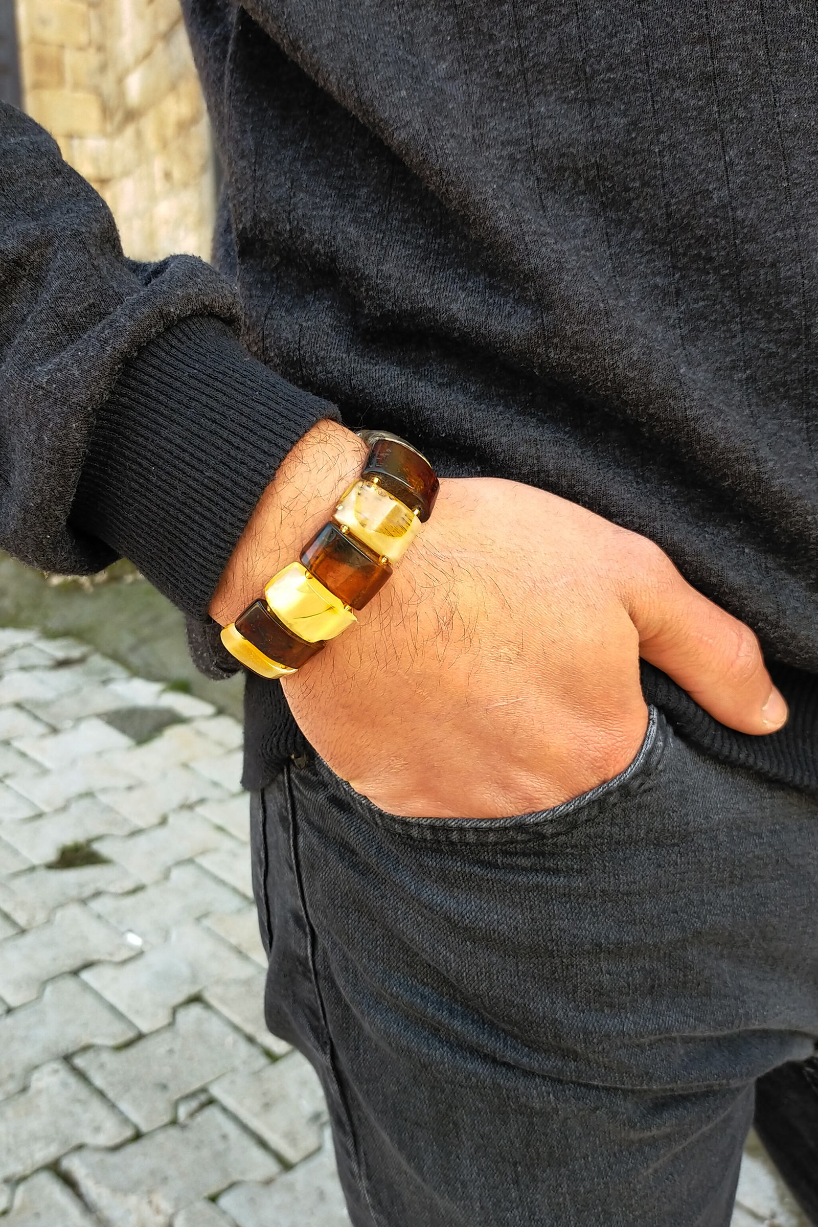 Unisex Orjinal Damla Kehribar Bileklik
