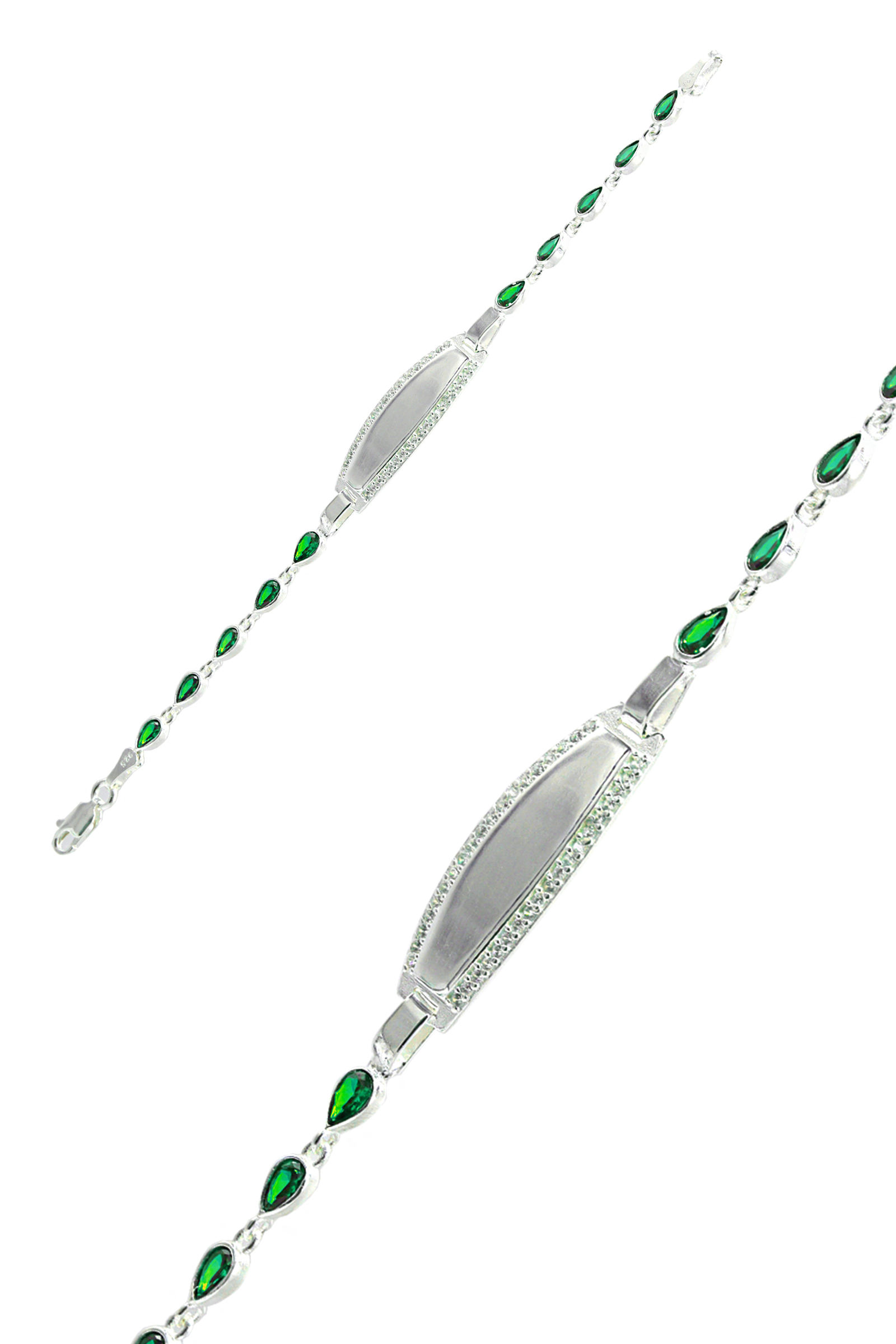 Zümrüt Taşlı 925 Ayar Gümüş Çocuk Künyesi 201022352