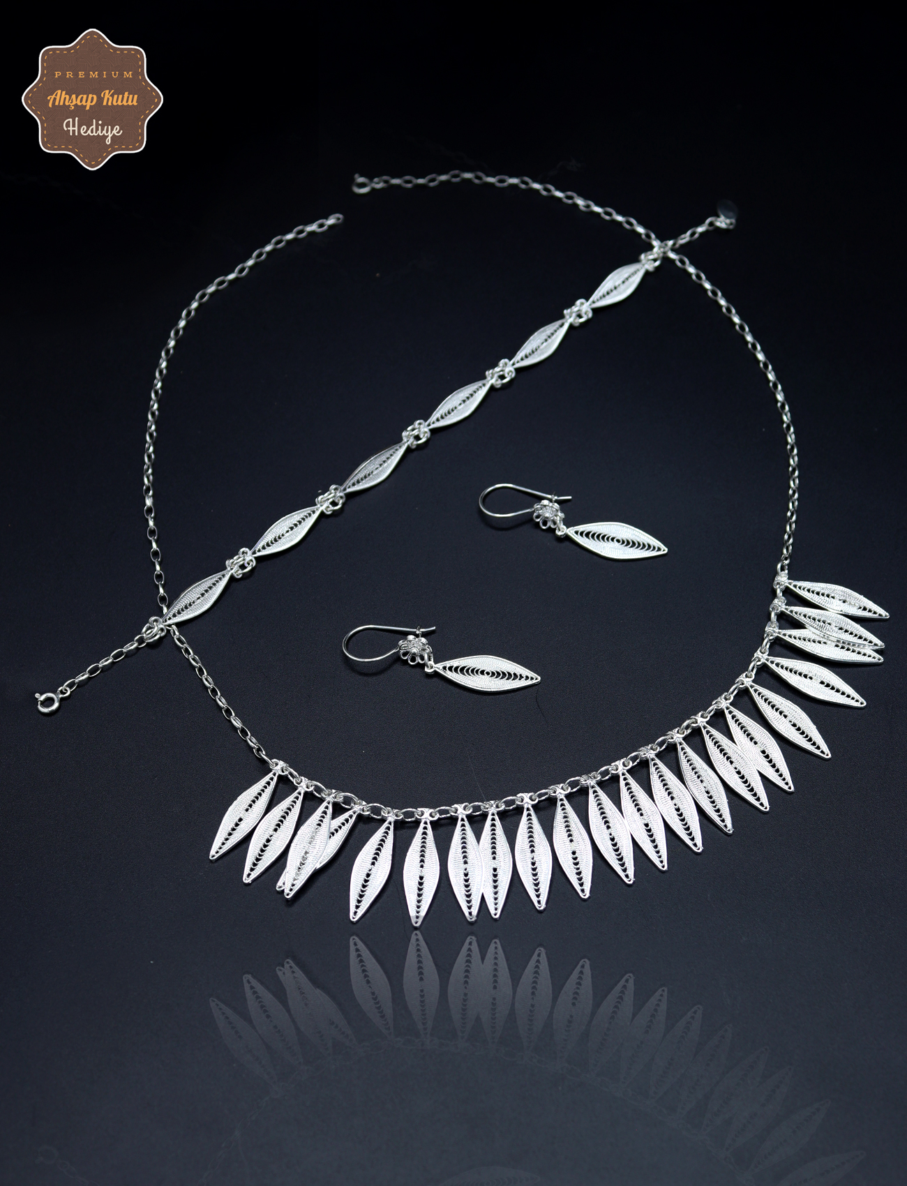 Mekik Model 925 Ayar Gümüş Telkari Kadın Üçlü Set 201025196
