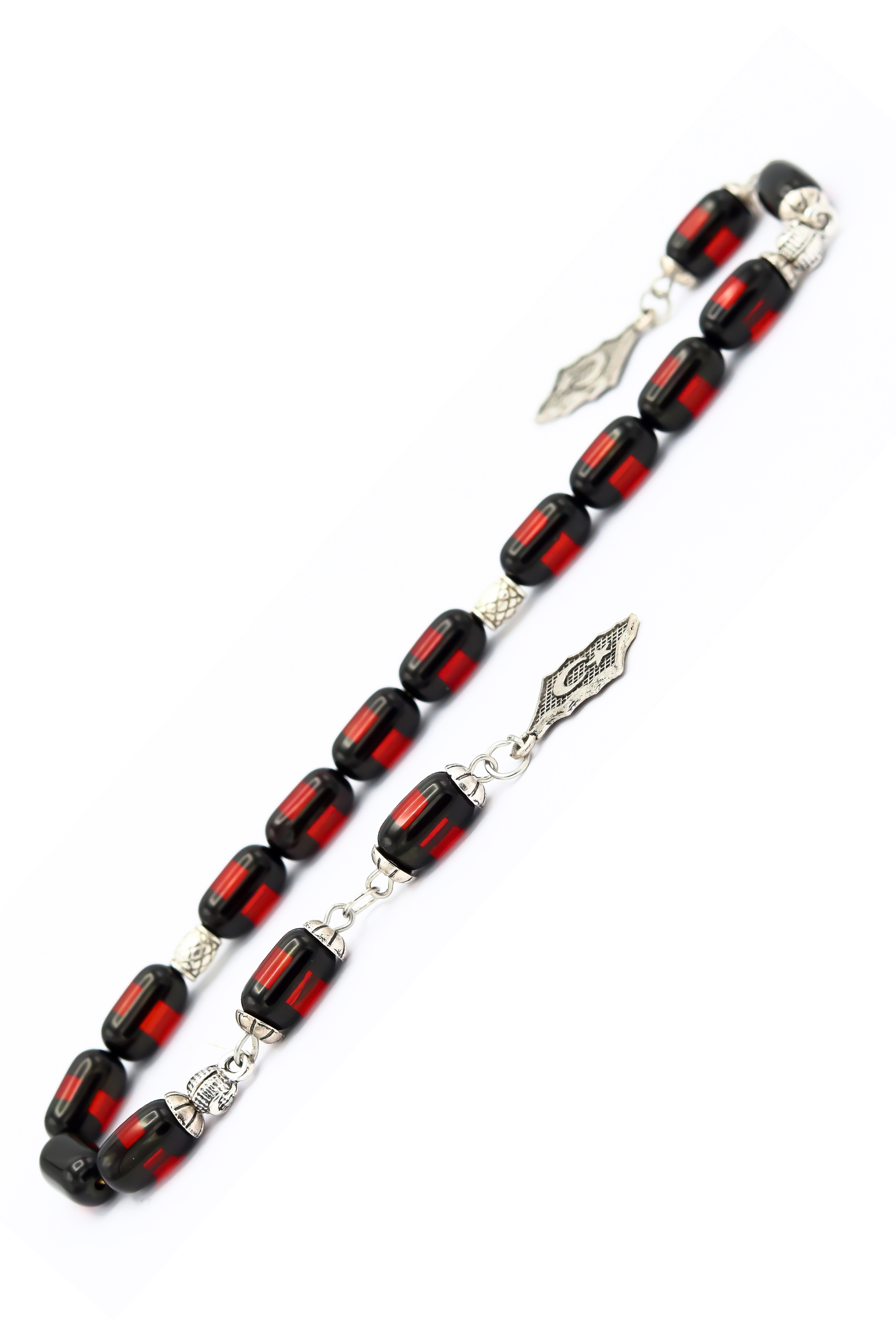 Kırmızı Sürmeli Zaza Toz Kehribar Tesbih (Stok Kodu: 201020142)