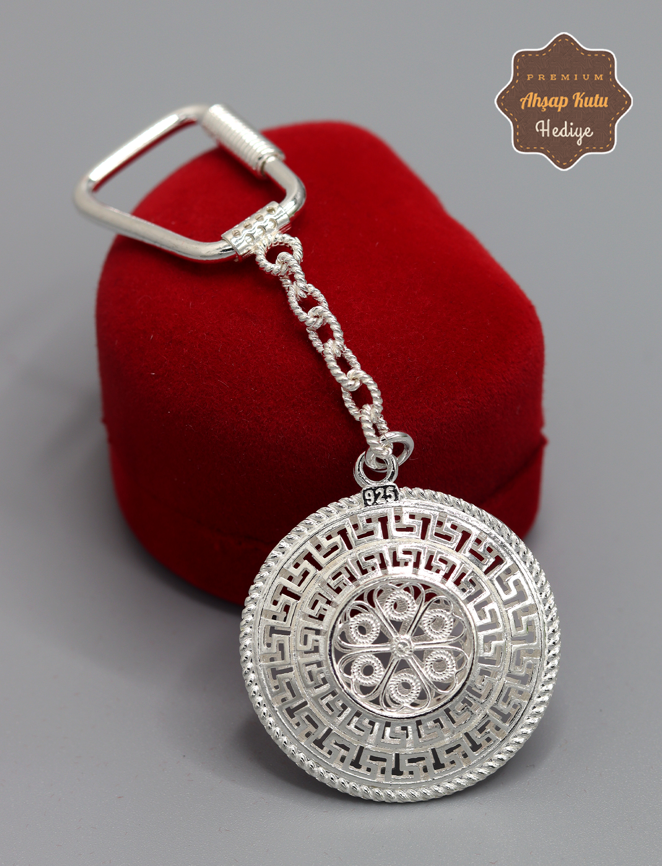 Karo Desenli Model 925 Ayar Gümüş Telkari Anahtarlık 201025143