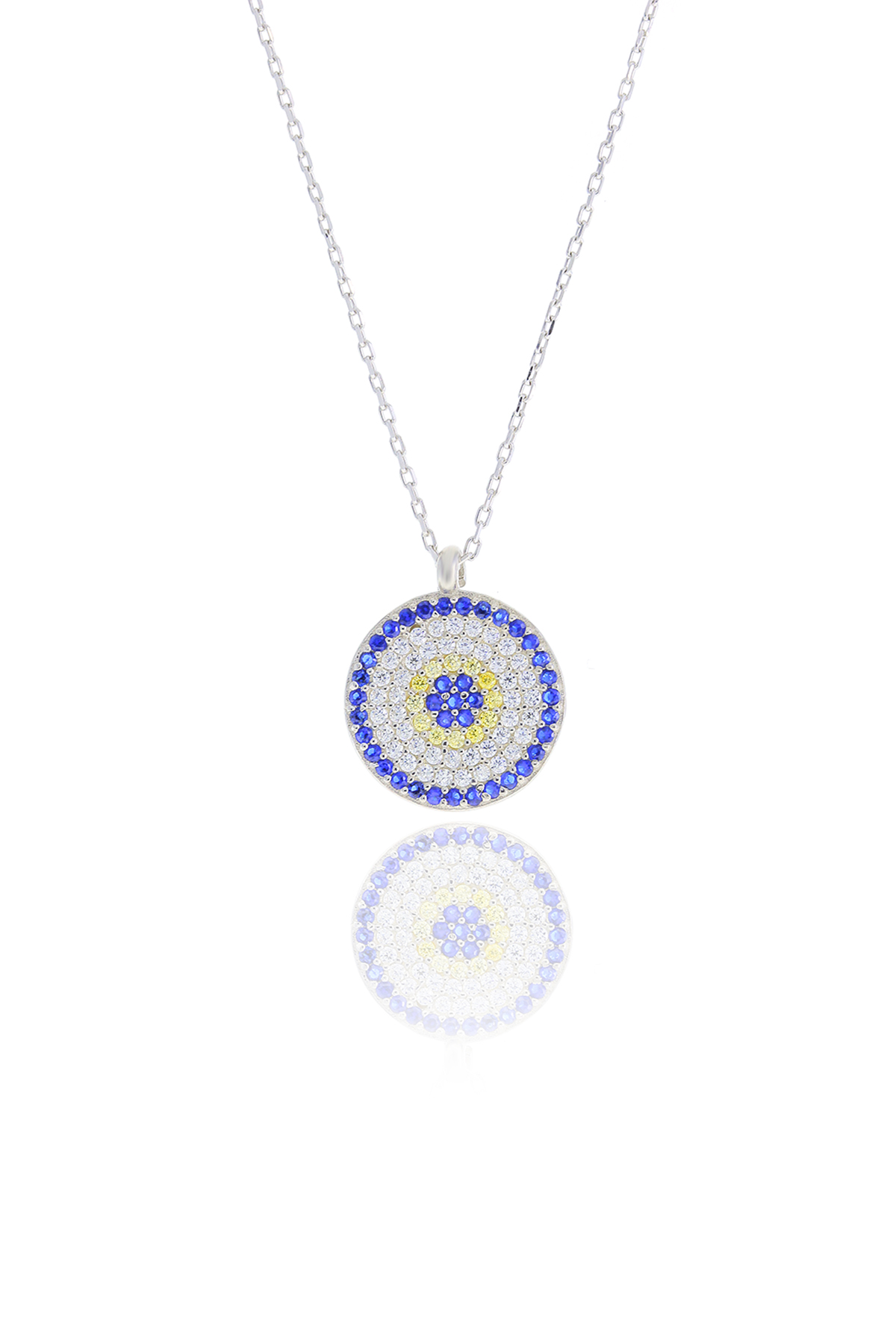 Nazar Boncuğu Tasarım Safir Zirkon Taşlı Kadın Kolye (M) 201025031