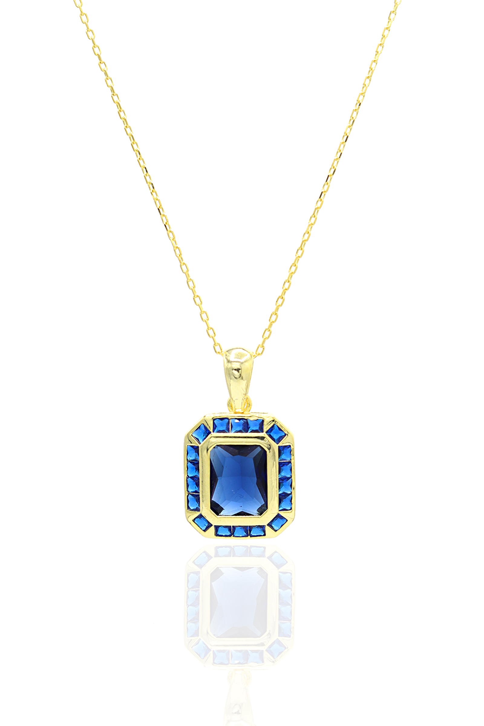 Safir Taşlı 925 Ayar Gümüş Bayan Kolye 201022212