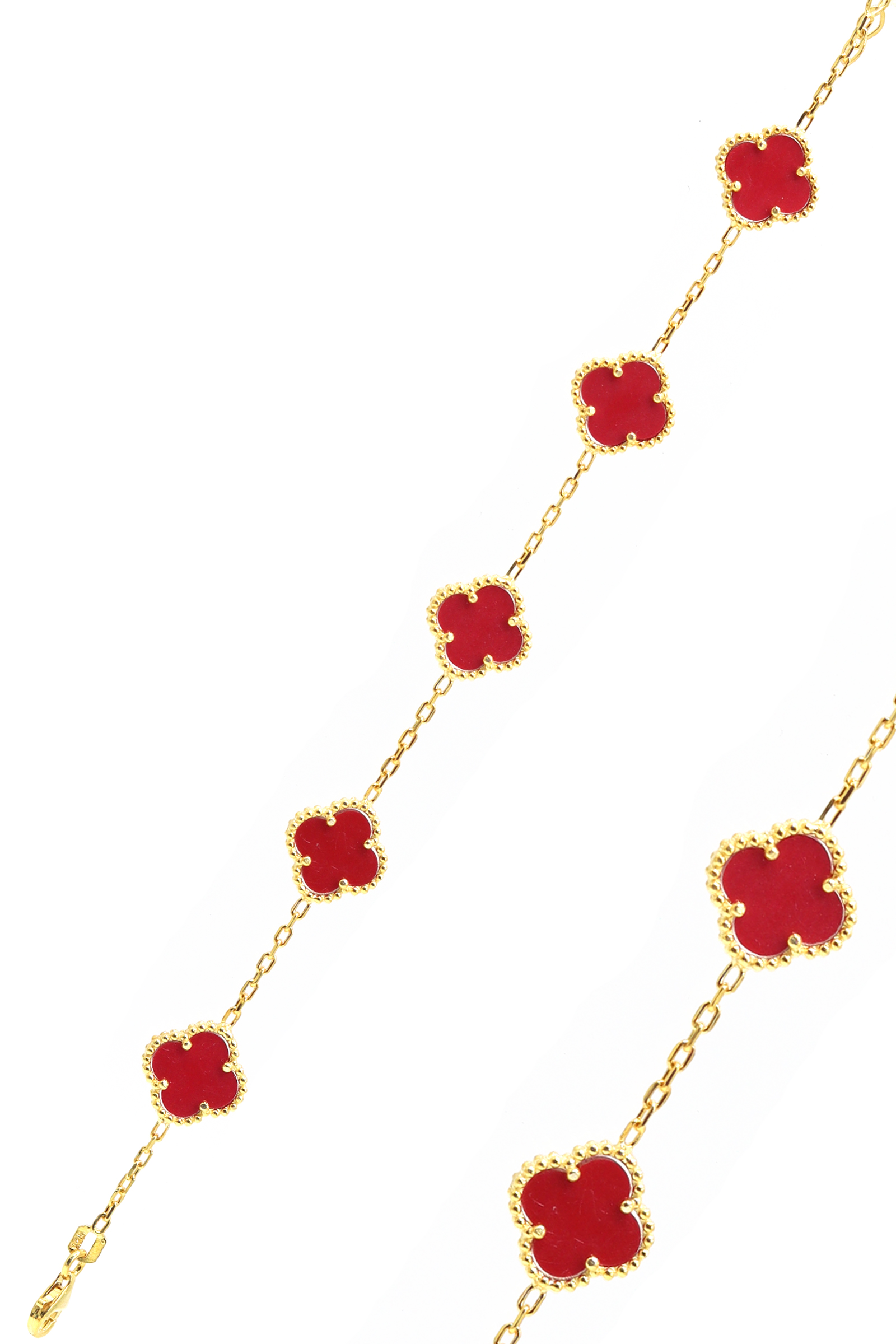 Yonca Van Cleef Kırmızı Çift Taraflı Yaldızlı Kadın Gümüş Bileklik 201023558
