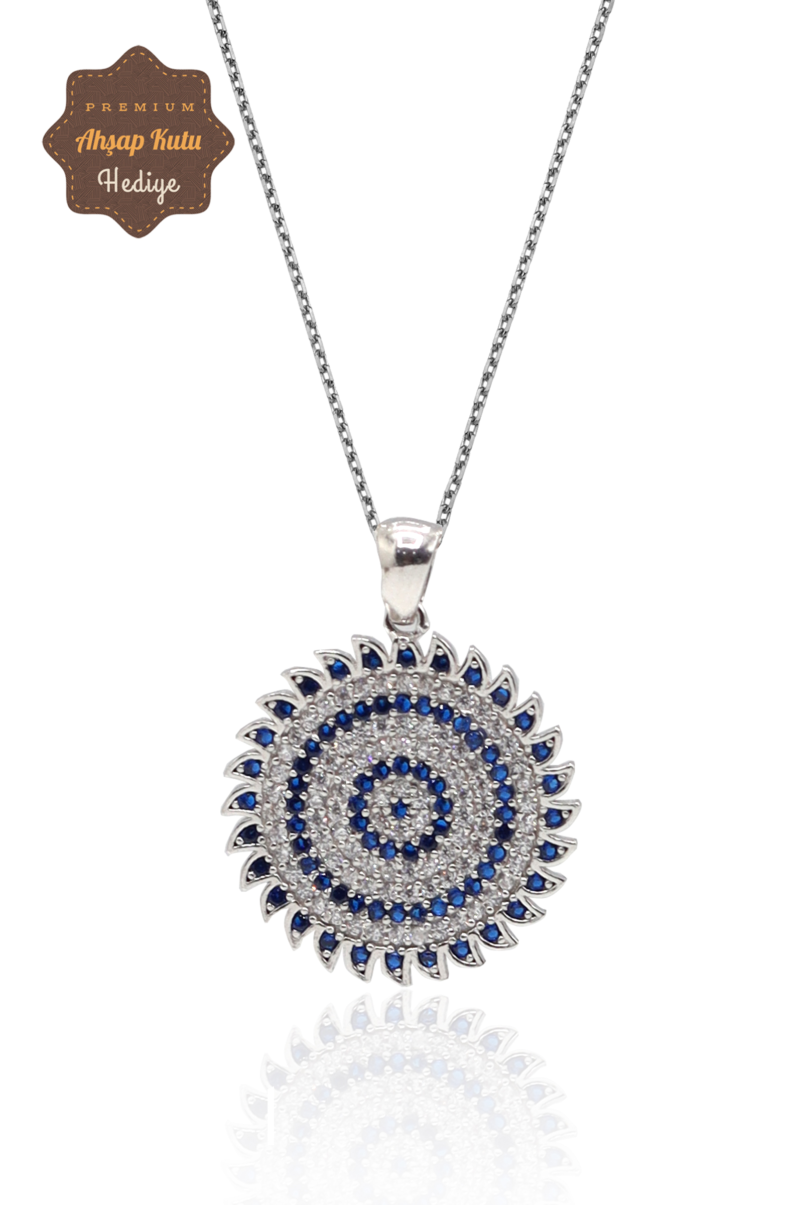 Safir Taşlı Nazarlık Model 925 Ayar Gümüş Kadın Kolye 201023486