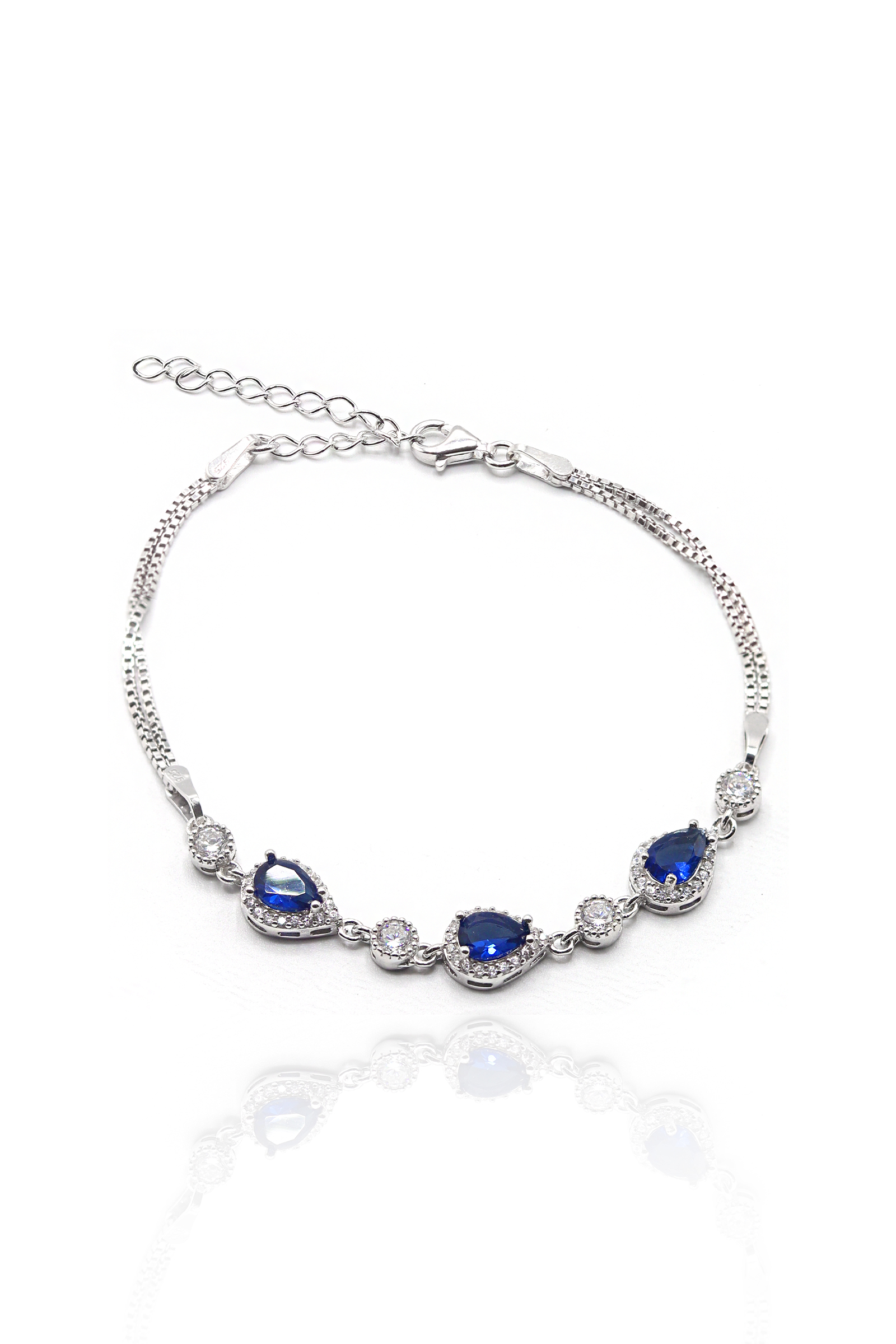 Safir Taşlı Damla Model 925 Ayar Gümüş Kadın Bileklik 201023200
