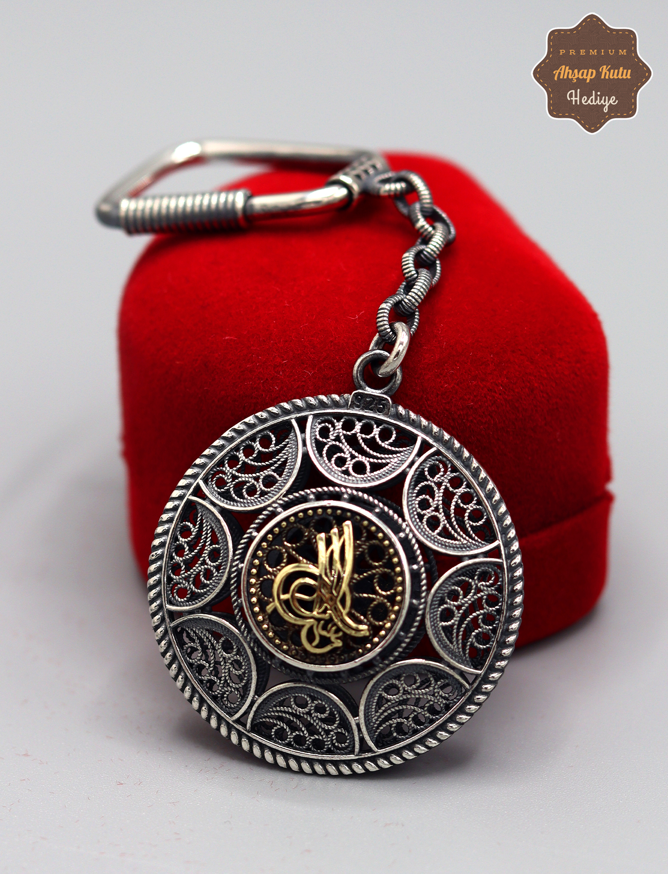 Tuğra Model 925 Ayar Gümüş Oksitli Telkari Anahtarlık 201025155
