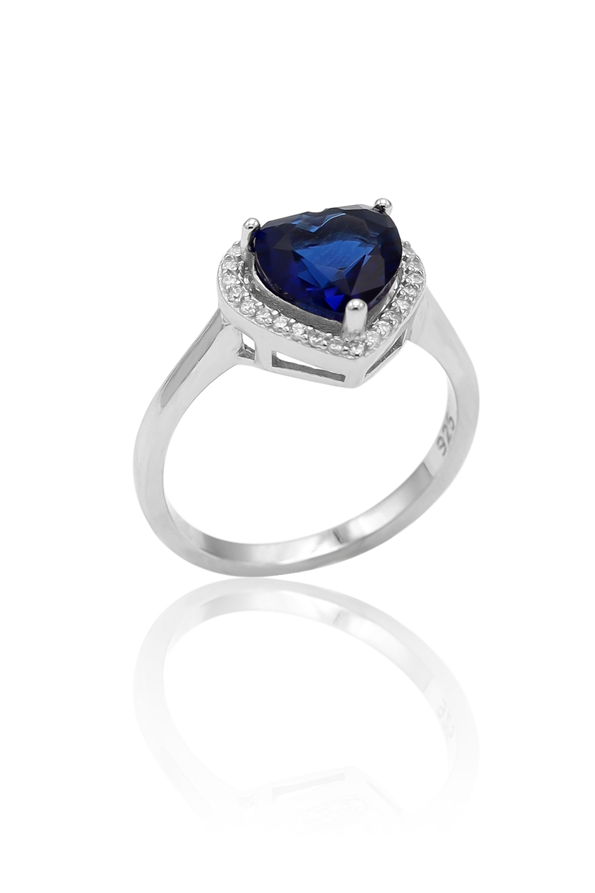 Safir Taşlı Kalp Model Kadın Gümüş Yüzük 201020702