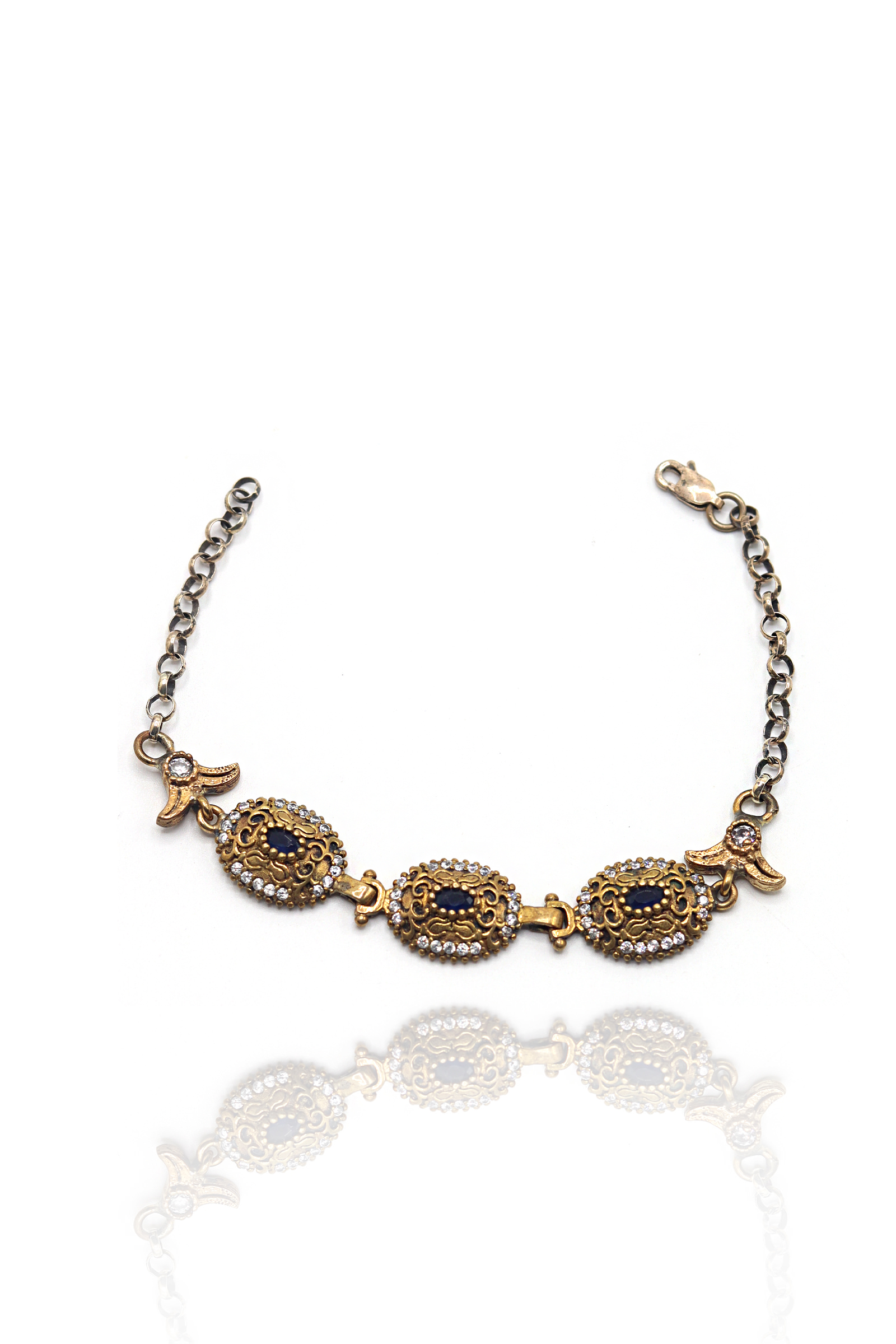 Safir Taşlı Otantik Model Gümüş Kadın Bileklik 201023238