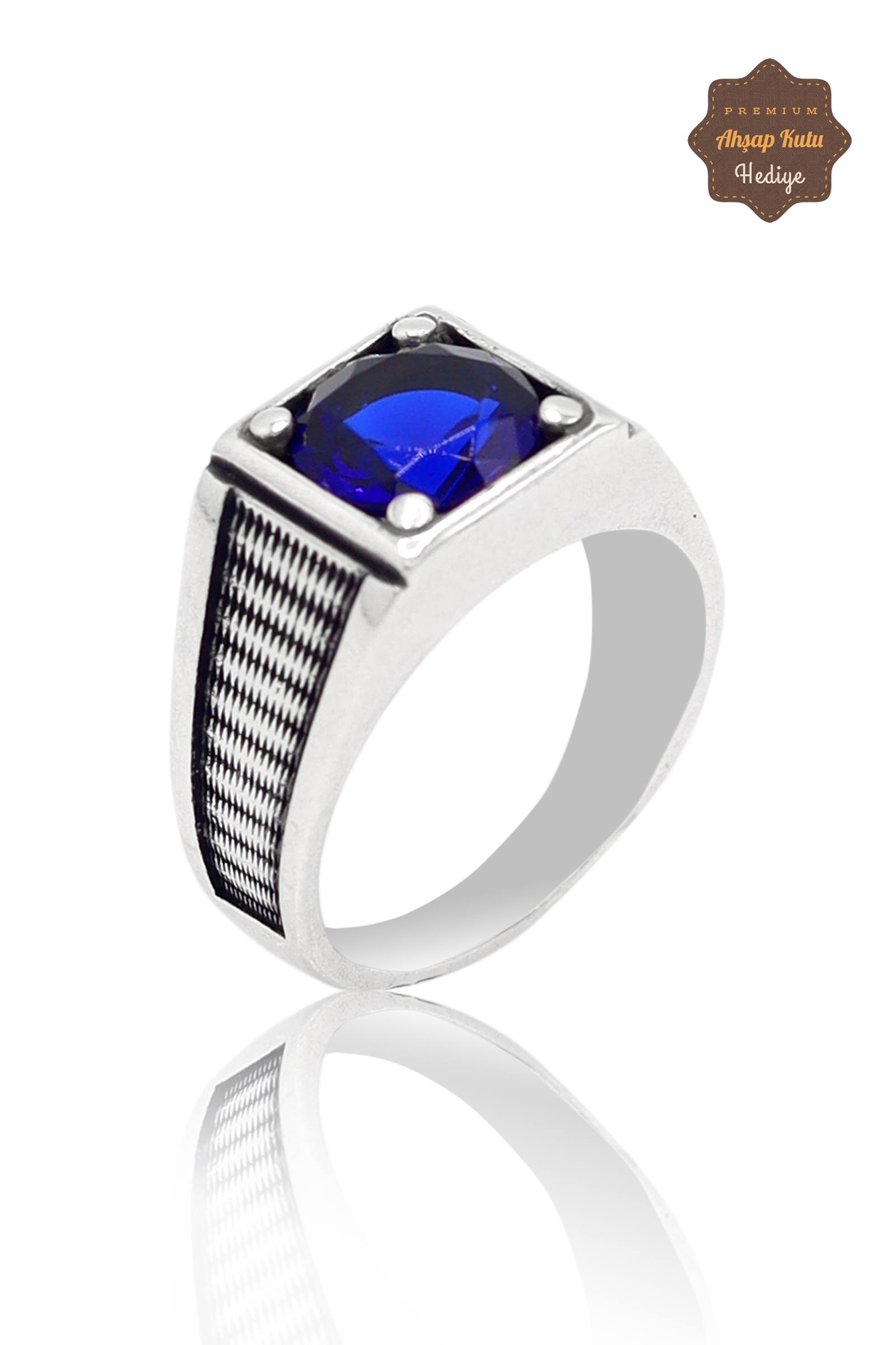 Safir Taşlı Kare Model 925 Ayar Gümüş Çocuk Yüzük 201023732