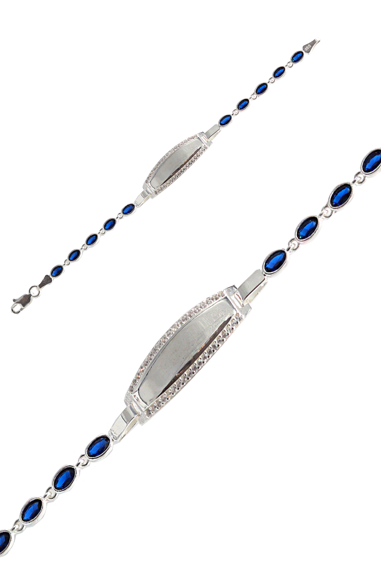 Safir Taşlı 925 Ayar Gümüş Çocuk Künyesi 201022350
