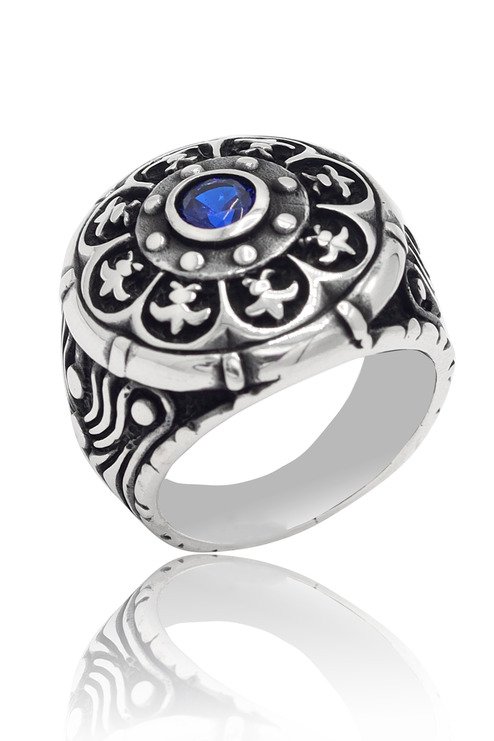 Safir Taşlı 925 Ayar Gümüş Erkek Yüzük 201023725