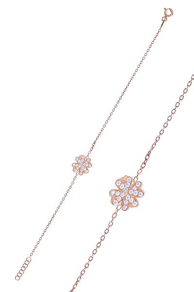 Yonca Tasar�m Zirkon Ta�l� Rose Kaplama G�m�� Kad�n Bileklik 201025126