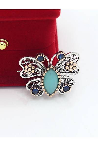 Topaz Ta�l� Kelebek Model Telkari G�m�� Kad�n Bro� 201025415