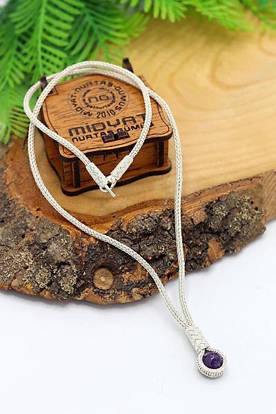 Ametist Ta�l� 1000 Ayar Kazaziye G�m�� Gerdanl�k Kad�n Kolye 201024113