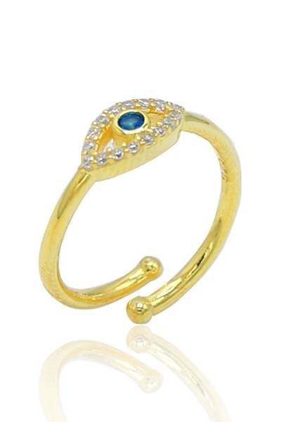 Safir Ta�l� Gold Kaplama 925 Ayar G�m�� Kad�n Y�z�k 201024012