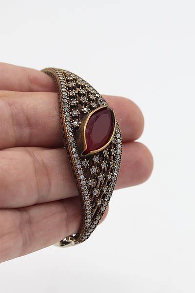 Yakut Ta�l� Zirkon S�sleme El i�i G�m�� Otantik Kad�n Bilezik 201024743