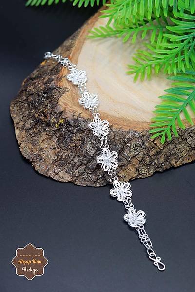 �i�ek Model 925 Ayar Saf Telkari G�m�� Kad�n Bileklik 201023956