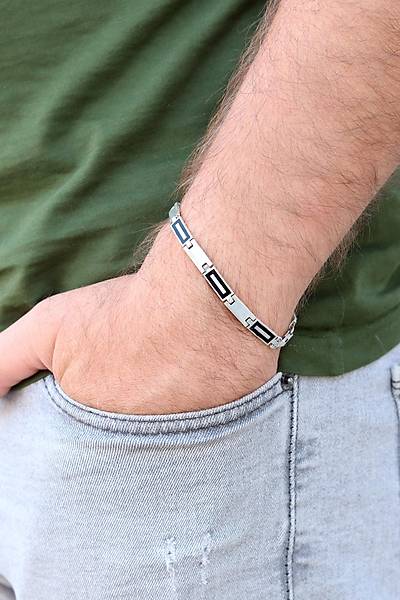 �izgi Tasar�m 925 Ayar Saf G�m�� Erkek Bileklik 201024446