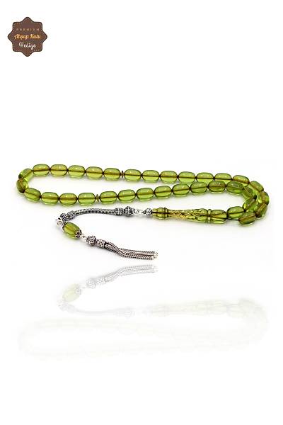 Zeytin Ye�ili Kaps�l Kesim G�m�� P�sk�ll� Ate� Kehribar Tesbih 201024380