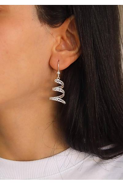 Sallant�l� Sarmal Model 925 Ayar G�m�� Telkari Kad�n K�pe 201024671