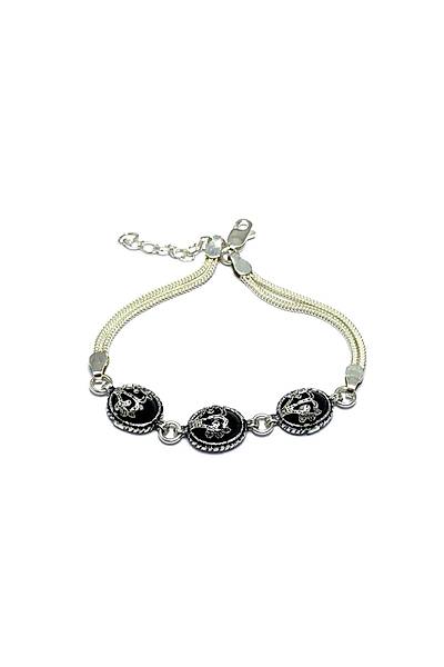 Oniks Ta�l� 925 Ayar Mardin Has�r� G�m�� Bileklik