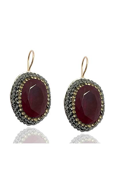 Yakut ve Swaroski Ta�l� Bayan G�m�� Tak� Seti