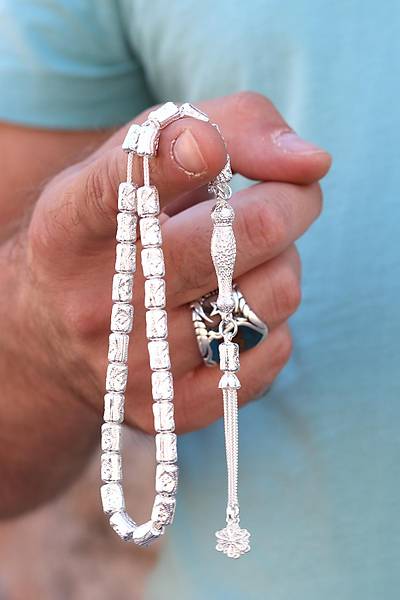 Kalem ���ilikli Desenli Kaps�l Kesim 925 Ayar G�m�� Telkari Tesbih 201024514