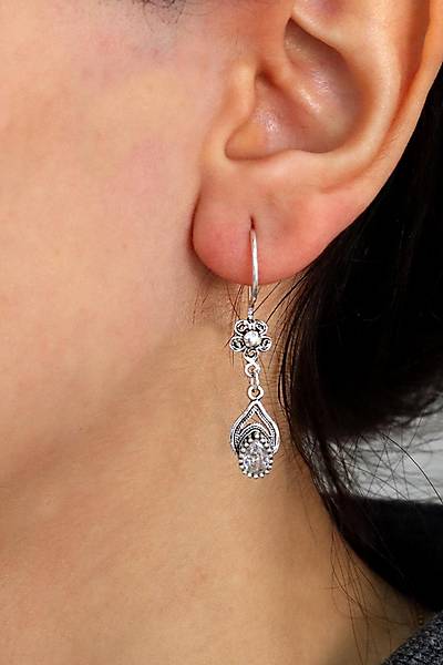 Zirkon Ta�l� Damla Model Oksitli Telkari G�m�� K�pe 201024767