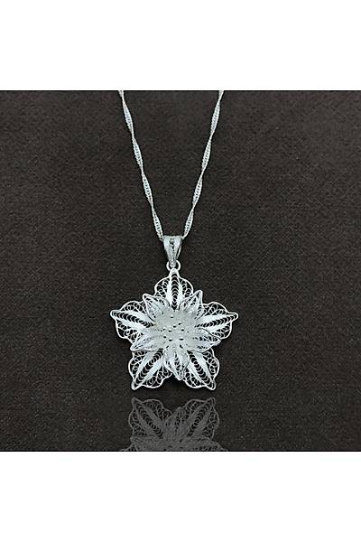 Zambak Model Eli��ili�i Telkari G�m�� Bayan Kolye