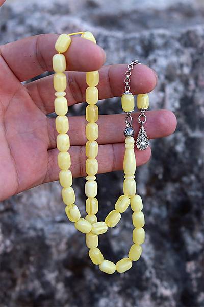 Sar� Renk Kaps�l Kesim Damla Benzetmesi Beyrut Toz Kehribar Tesbih 201024770